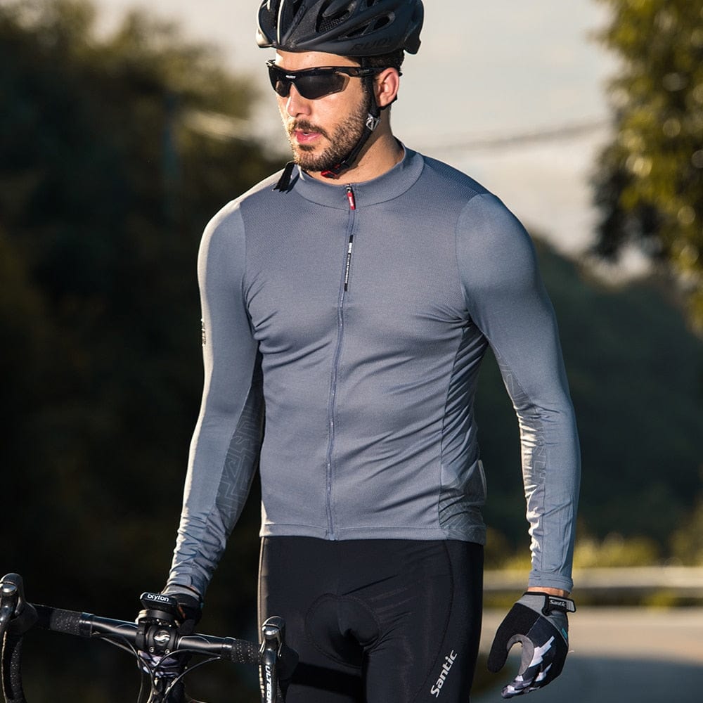 Santic Cycling Jersey Men's Long Sleeve Tops Mountain Bike Shirts Bicycle Jacket with Pockets Outdoor Sports Clothing Asian Size - east2cart.uk