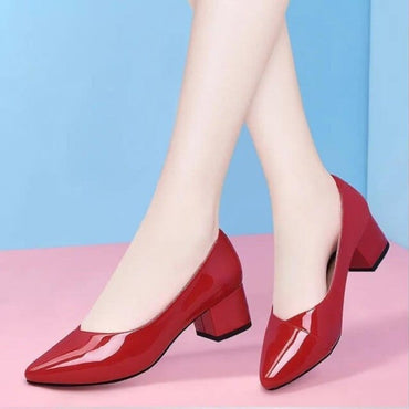 Pu Leather Slip on Pointed Toe High Heel