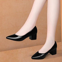 Pu Leather Slip on Pointed Toe High Heel