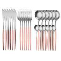 24PCS Stainless Steel Tableware Set In Gold Gift Box - east2cart.uk