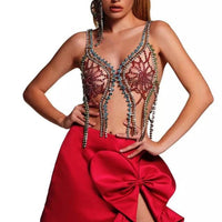 Shiny Multilayer Chest Chain Butterfly Jewellery Rhinestone Bodies for Women Swimwear Lingerie Sexy Bra Top Underwear Nightclub - east2cart.uk