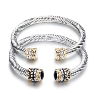 Men's Cable Cuff Charm Bracelet - east2cart.uk