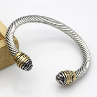 Men's Cable Cuff Charm Bracelet - east2cart.uk