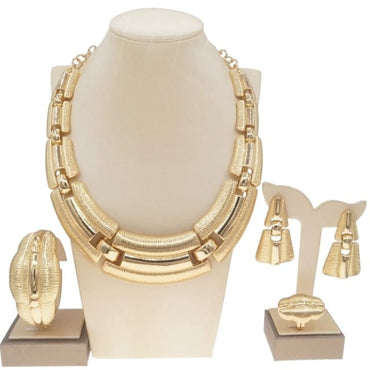 Latest Luxury Italian Gold Jewelry Set Brazilian Gold Wedding Big Jewelry Sets Woman Party Necklace Jewellery Set H0003 - east2cart.uk