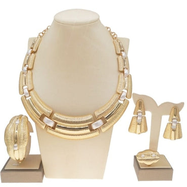 Latest Luxury Italian Gold Jewelry Set Brazilian Gold Wedding Big Jewelry Sets Woman Party Necklace Jewellery Set H0003 - east2cart.uk