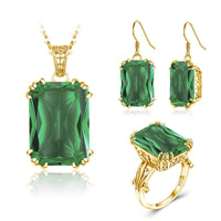 18K Gold Women Emerald Jewelry Set - east2cart.uk