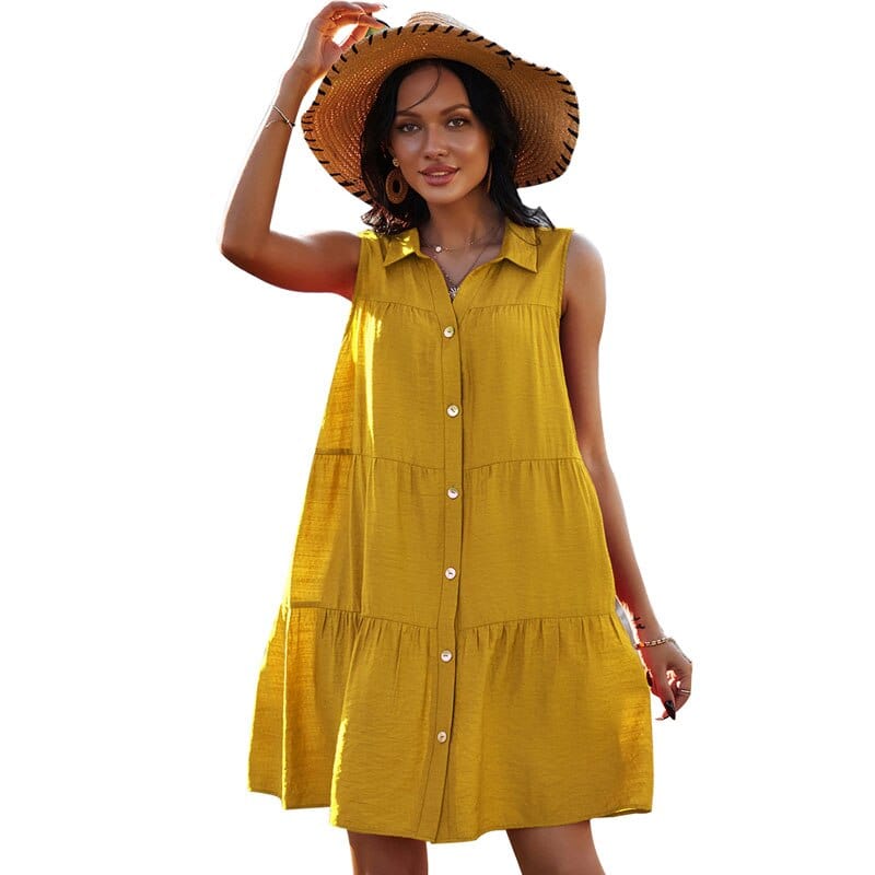 Single-Breasted Loose Summer Dress - east2cart.uk