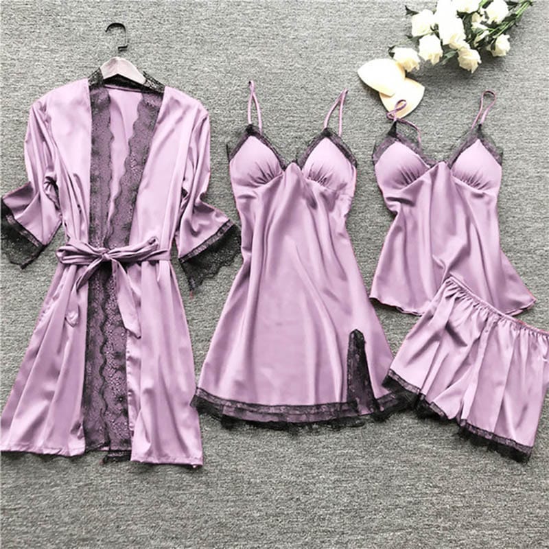 3/4PCS Satin Women's Pyjamas Set - east2cart.uk