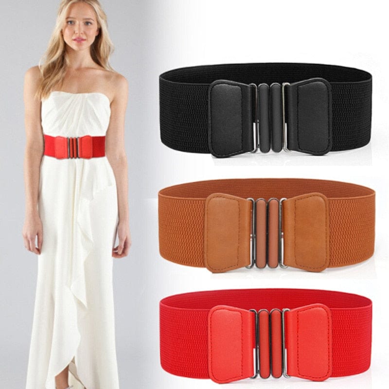 Womens 3" Wide Belt Elastic Stretch Cinch Waistband Lady Cummerband Plus Size Girls Waistband Waist Seal Wide Belt Women - east2cart.uk