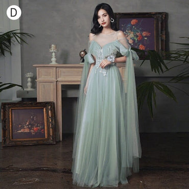 New sweat greydish green long lady girl women princess banquet bridesmaid performance dance ball dress gown free ship - east2cart.uk