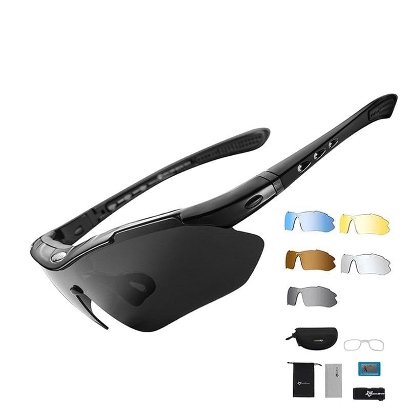 ROCKBROS Polarized Sports Men Sunglasses Road Cycling Glasses Mountain Bike Bicycle Riding Protection Goggles Eyewear 5 Lens - east2cart.uk