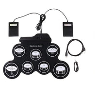 Roll-Up Drum Set Electronic Drum Kit Roll-Up Electronic Drum 9 Drum Pads Battery Powered with Drumsticks Foot Pedals - east2cart.uk