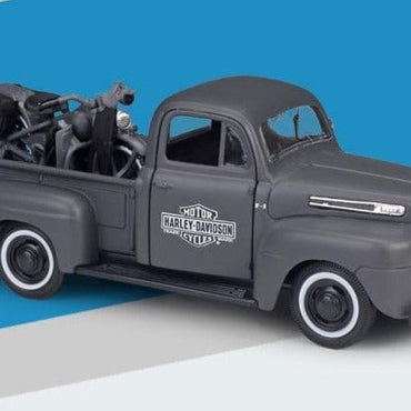 Maisto 1:24 1948 Ford F-1 pickup truck + motorcycle die-casting simulation alloy car model crafts decorative collection of toy t - east2cart.uk