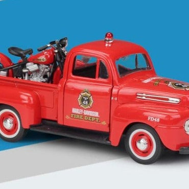 Maisto 1:24 1948 Ford F-1 pickup truck + motorcycle die-casting simulation alloy car model crafts decorative collection of toy t - east2cart.uk