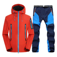 Men's Waterproof Hiking Suits Softshell Windbreaker Jacket and Fleece Pants Outdoor Trekking Camp Coat Set Climb Skiing Trousers - east2cart.uk