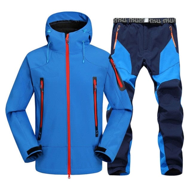 Men's Waterproof Hiking Suits Softshell Windbreaker Jacket and Fleece Pants Outdoor Trekking Camp Coat Set Climb Skiing Trousers - east2cart.uk