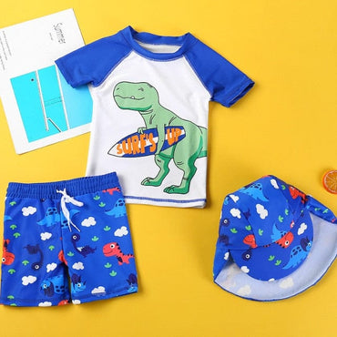 Boys 3-Piece Shark Print Swimsuit - east2cart.uk