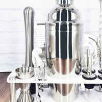 Stainless Steel Cocktail Shaker Set With Wooden Rack - east2cart.uk
