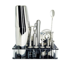 Stainless Steel Cocktail Shaker Set With Wooden Rack - east2cart.uk