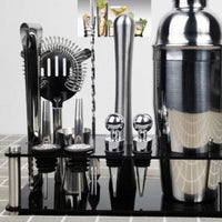 Stainless Steel Cocktail Shaker Set With Wooden Rack - east2cart.uk