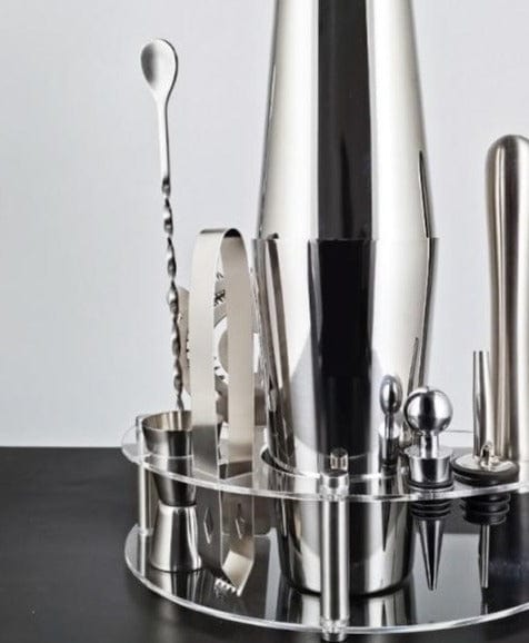 Stainless Steel Cocktail Shaker Set With Wooden Rack - east2cart.uk