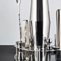 Stainless Steel Cocktail Shaker Set With Wooden Rack - east2cart.uk