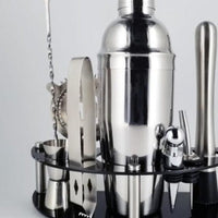Stainless Steel Cocktail Shaker Set With Wooden Rack - east2cart.uk