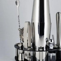 Stainless Steel Cocktail Shaker Set With Wooden Rack - east2cart.uk