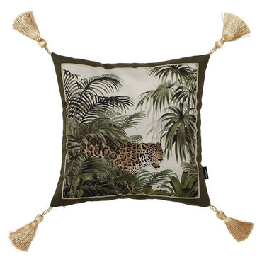 retro light luxury Jungle tiger printed cushion cover with tassle room pillowcase cover plant living room sofa decoration - east2cart.uk