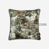 retro light luxury Jungle tiger printed cushion cover with tassle room pillowcase cover plant living room sofa decoration - east2cart.uk
