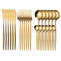 24PCS Stainless Steel Tableware Set In Gold Gift Box - east2cart.uk