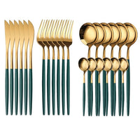 24PCS Stainless Steel Tableware Set In Gold Gift Box - east2cart.uk