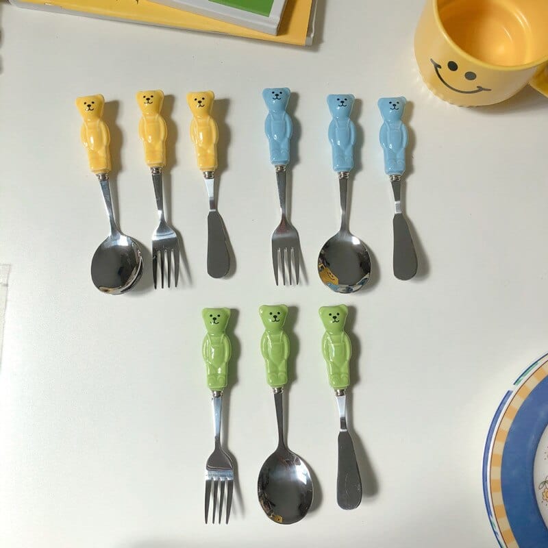 Cute Bear Ceramic Cutlery Set