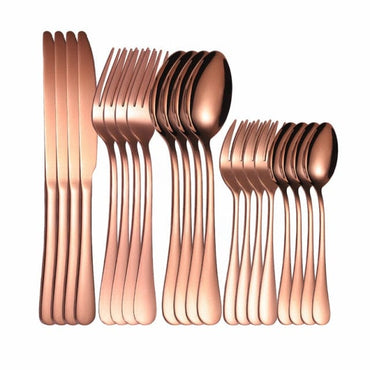 Rose Gold Cutlery Set Fork Spoon Knife Stainless Steel Cutlery Set 20Pcs Kitchen Tableware Dinnerware Dinner Set Dropshipping - east2cart.uk