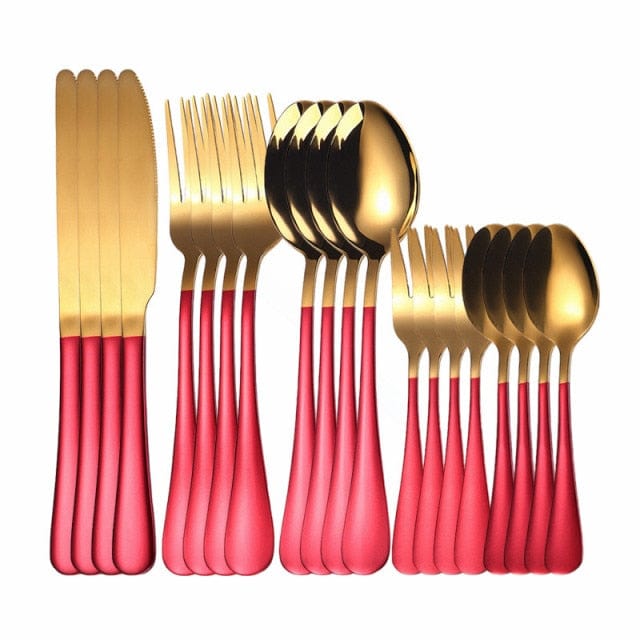 Rose Gold Cutlery Set Fork Spoon Knife Stainless Steel Cutlery Set 20Pcs Kitchen Tableware Dinnerware Dinner Set Dropshipping - east2cart.uk