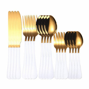 Rose Gold Cutlery Set Fork Spoon Knife Stainless Steel Cutlery Set 20Pcs Kitchen Tableware Dinnerware Dinner Set Dropshipping - east2cart.uk