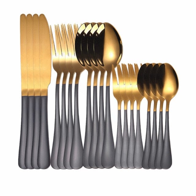 Rose Gold Cutlery Set Fork Spoon Knife Stainless Steel Cutlery Set 20Pcs Kitchen Tableware Dinnerware Dinner Set Dropshipping - east2cart.uk