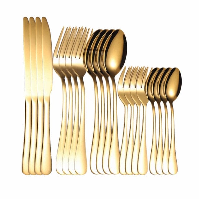 Rose Gold Cutlery Set Fork Spoon Knife Stainless Steel Cutlery Set 20Pcs Kitchen Tableware Dinnerware Dinner Set Dropshipping - east2cart.uk