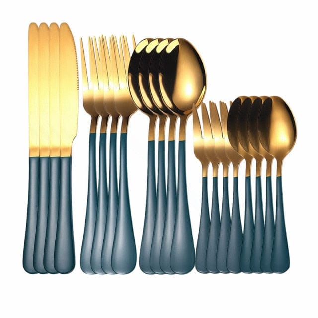 Rose Gold Cutlery Set Fork Spoon Knife Stainless Steel Cutlery Set 20Pcs Kitchen Tableware Dinnerware Dinner Set Dropshipping - east2cart.uk