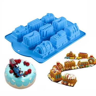 Train shape Silicone Cake Mold Locomotive Cake Mould DIY Fondant Children's Birthday Chocolate Cake Bakeware Cake Tools - east2cart.uk