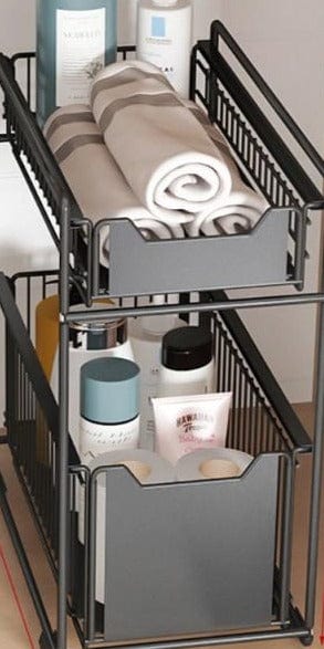 Under Sink Storage Rack 2 Tier Sliding Cabinet Basket Countertop Pull Out Organizer Drawer Spice Shelf in the Kitchen - east2cart.uk
