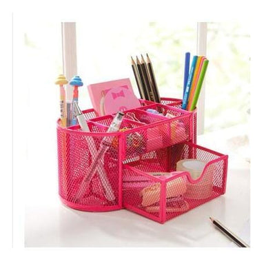 Multi-function Metal Iron desk organizer makeup storage box with drawer Stationery pen holder  Office Supplies home - east2cart.uk