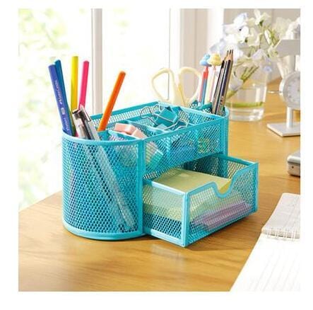 Multi-function Metal Iron desk organizer makeup storage box with drawer Stationery pen holder  Office Supplies home - east2cart.uk