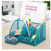 Multi-function Metal Iron desk organizer makeup storage box with drawer Stationery pen holder  Office Supplies home - east2cart.uk