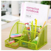 Multi-function Metal Iron desk organizer makeup storage box with drawer Stationery pen holder  Office Supplies home - east2cart.uk