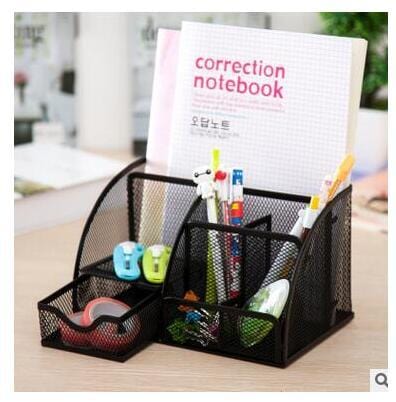 Multi-function Metal Iron desk organizer makeup storage box with drawer Stationery pen holder  Office Supplies home - east2cart.uk