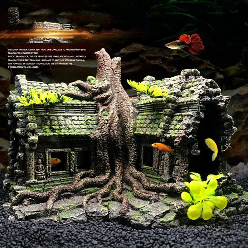 Resin Imitation Wooden Root House Ruins Aquarium Ornament Fish Tank Decoration - east2cart.uk