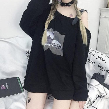 Off Shoulder Grunge Sweatshirt