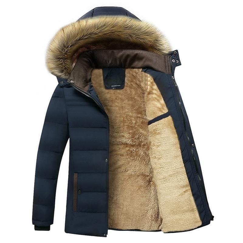 Men Waterproof Hooded Fur Collar Parka