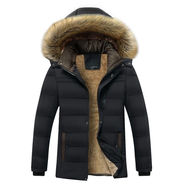 Men Waterproof Hooded Fur Collar Parka